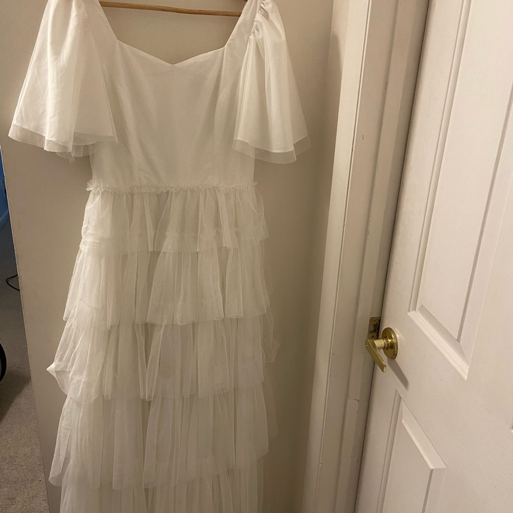 Elegant White Tiered Dress
